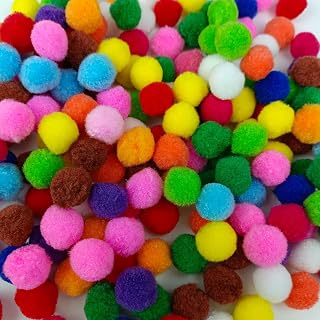 Pom Poms, 1 Inch Craft Pom Poms, Fuzzy Pompom Puff Balls for DIY Arts, Crafts Projects, Home Decorations（100Pcs）