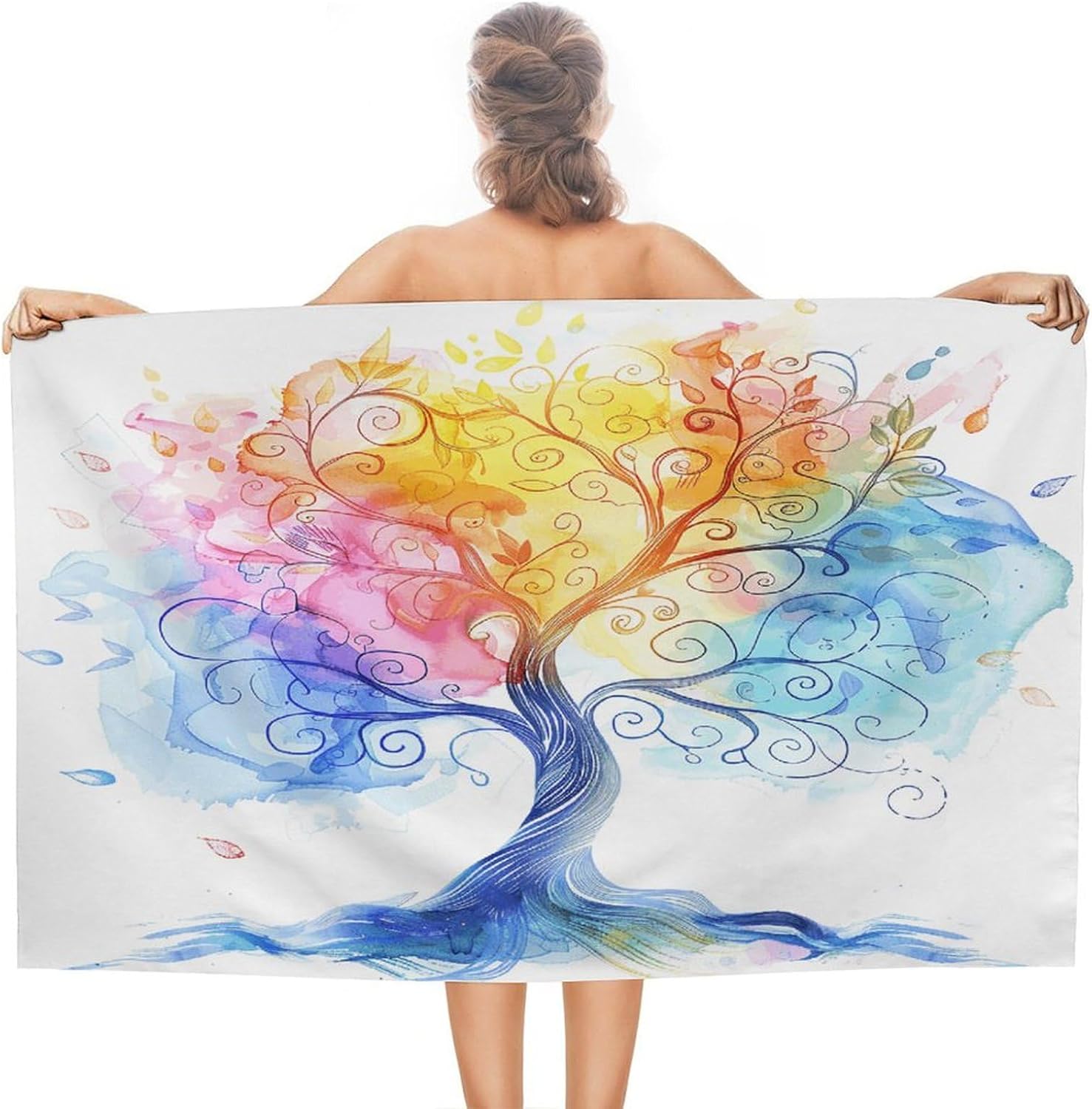 Swimming Towel, Branch Spiral Style Printed Fashion Towel,Portable Towel,Durable Towel