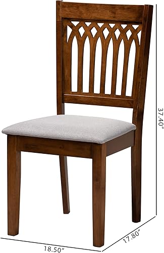 Miniatura 3 de Baxton Studio Genesis - Juego de 2 sillas de comedor, gris/marrón nogal Gris/marrón nogal,marrón, beige (Beige/Dark Brown),gris/marrón