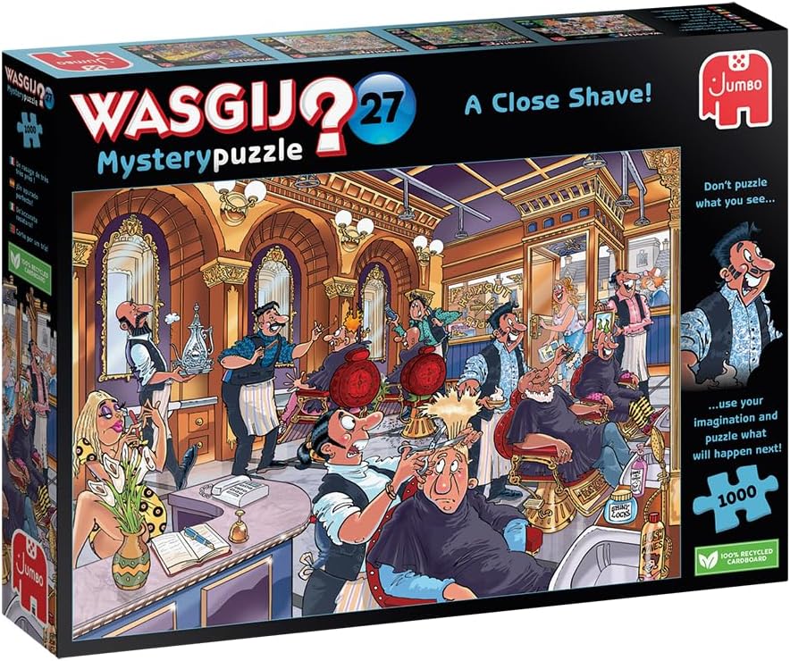 Wasgij Mystery 27, A Close Shave - Unique 1000 Piece Jigsaw Puzzles for Adults - Colourful, Challenging & Brainteasing 1000 Pcs Adults Jigsaw Puzzle - 100% Recycled Cardboard 1000 Pc Puzzles - Jumbo