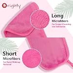 Orighty Makeup Remover Cloths Pack of 4, Reusable Microfiber Facial Cleansing Cloths, Remove Instantly Dirt, Makeup&Waterproof Mascara with Just Water, 15.5 x 7.5 in, Blue/Purple/Black/Pink