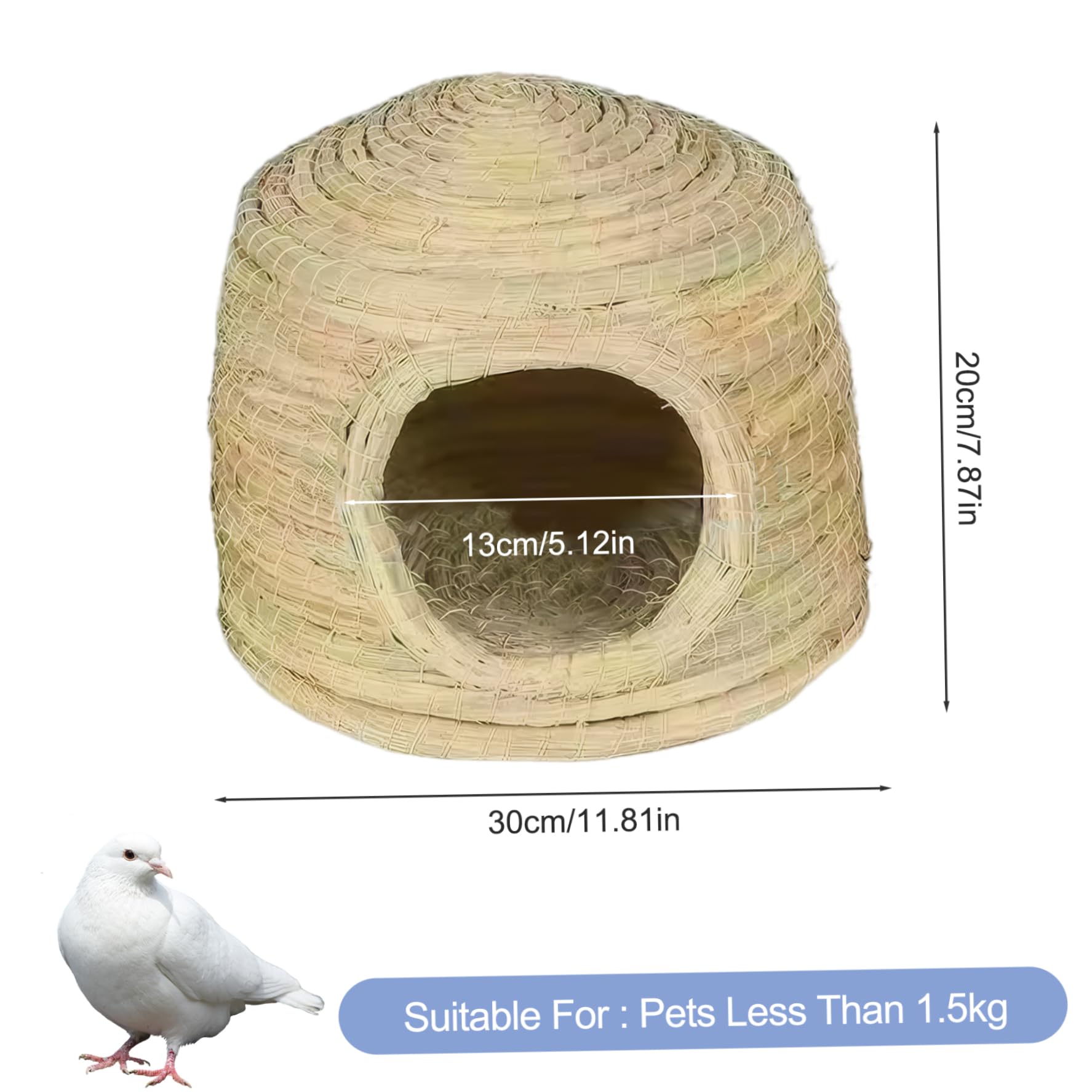 Jorzer Nido de pájaros para Jaula, casa de pájaros Tejidos de Paja para Jaula, Caja de anidación de Periquito a Prueba de Viento de 11.8x8.3 Pulgadas, Caja de anidación portátil.