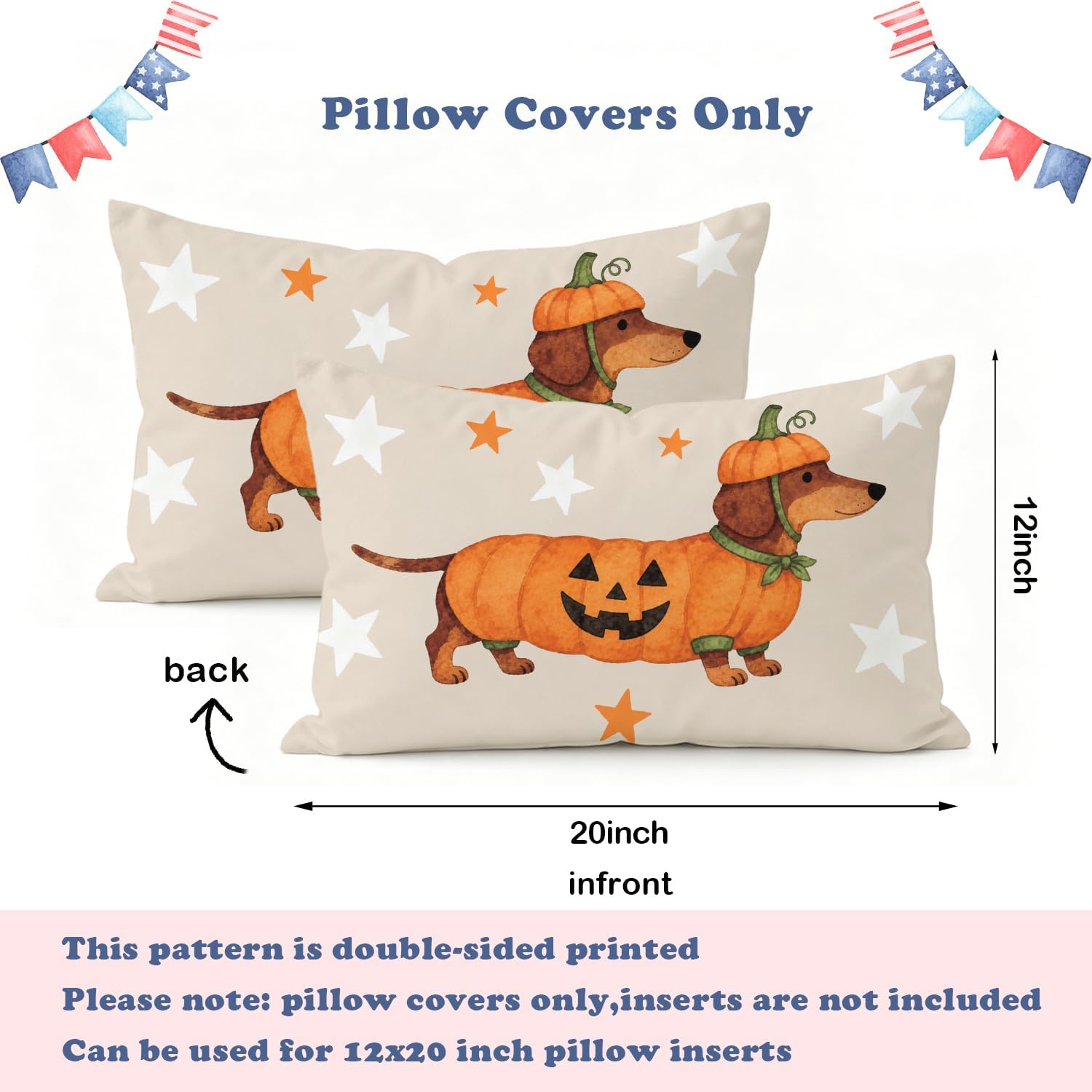 Dachshund Halloween Pumpkin Fall Throw Pillow Cover Decor 12x20 image 4