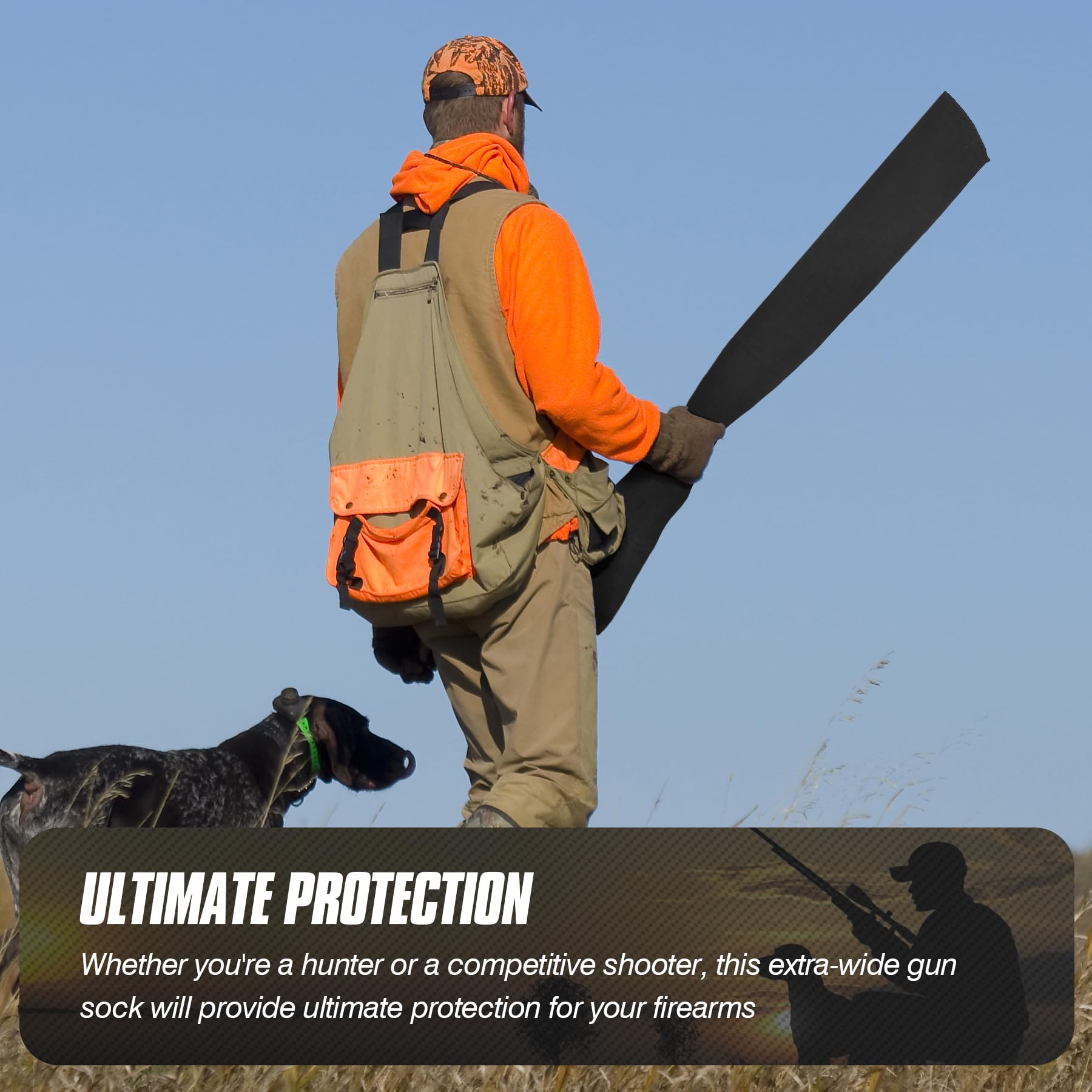 VicBre Extra Ancho Silicona tratada Rifle Protector,119,4 x15,2 cm Funda para Rifles y escopetas con visores
