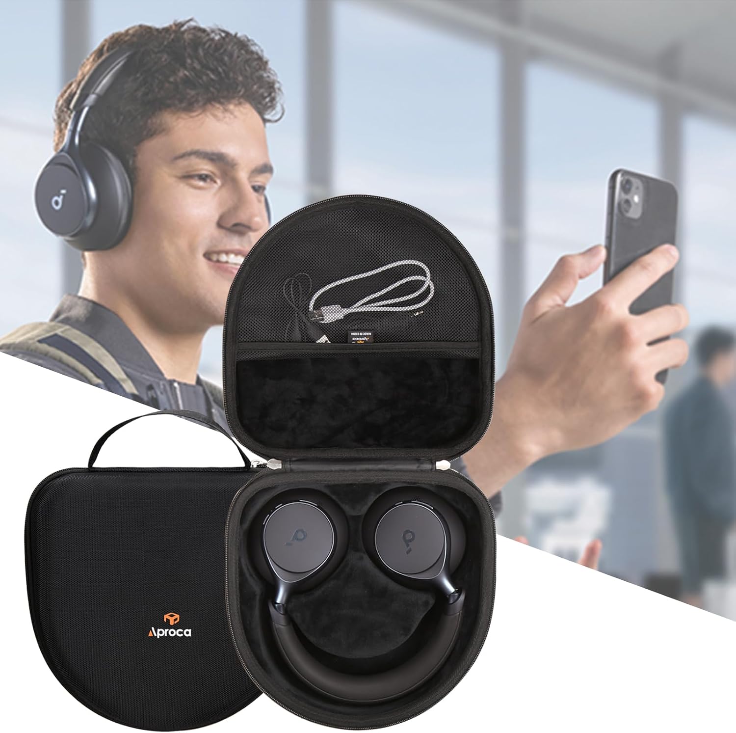 Aproca Case Compatible with Anker Soundcore Space One Active Noise Cancelling Headphones, Portable Hard Storage Bag for Accessories (Case Only)