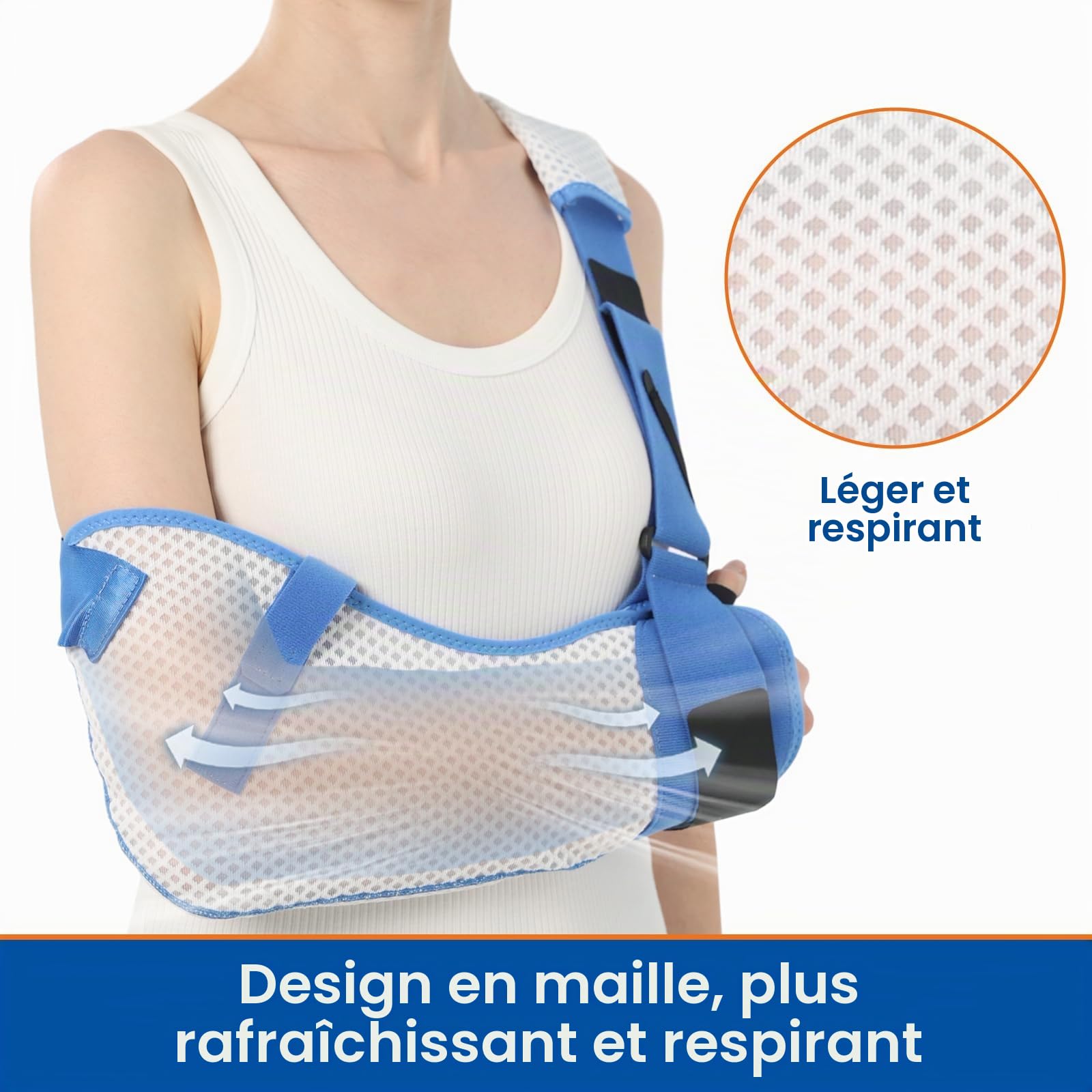 Écharpe de bras pour blessures à l'épaule avec ceinture de taille, pince d'immobilisation pour le sommeil, coiffe des rotateurs (Bras droit, S)