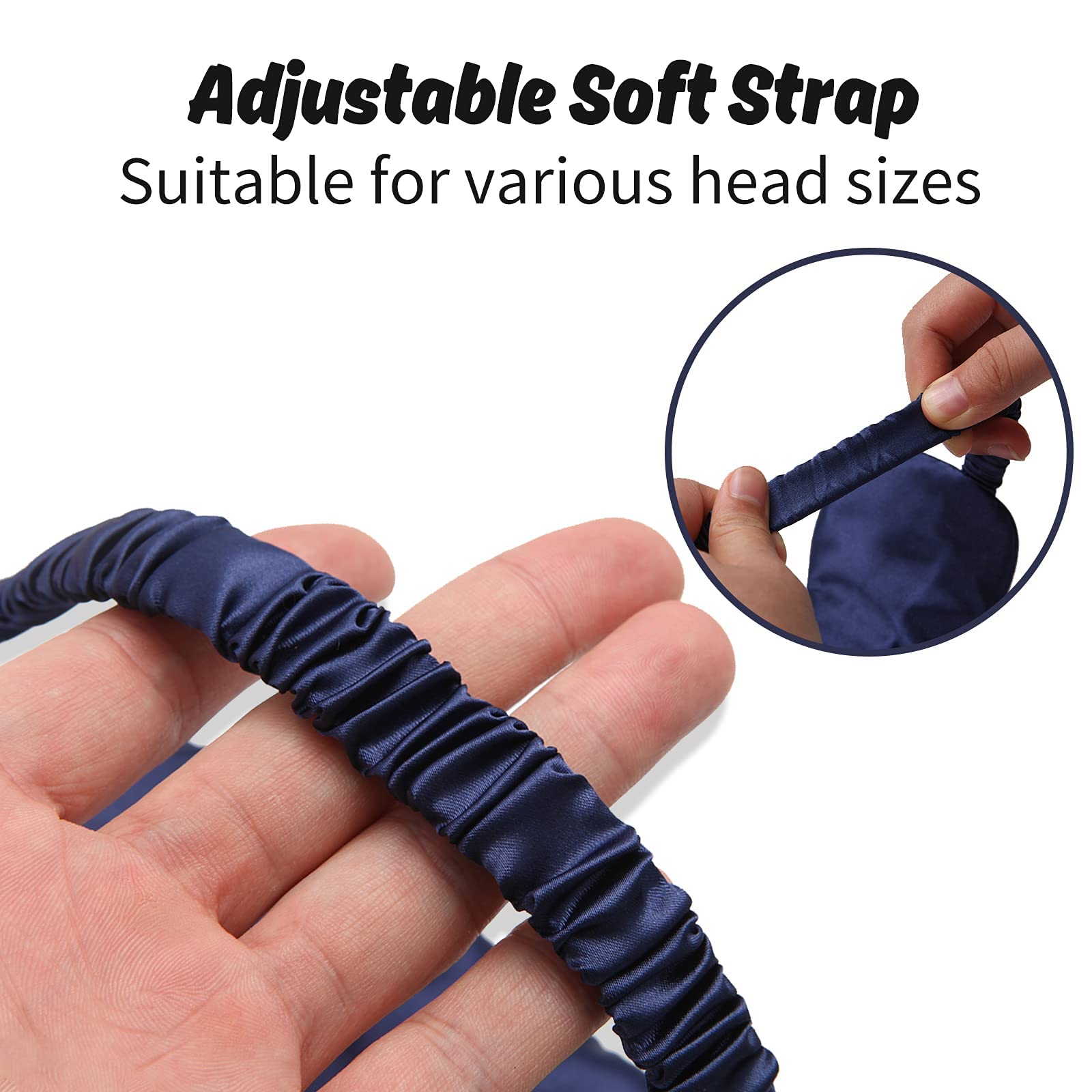Mascherina per occhi per dormire, unisex, confezione da 2, 100% vera seta di gelso naturale, con cinturino regolabile, per dormire, viaggi, pisolini (blu navy e verde chiaro)