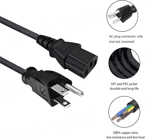 Miniatura 4 de Cable de alimentación de repuesto de 8 pies con certificación UL para HP Laserjet Pro M426fdw M15a M454dw M428fdw M281fdw M283fdw P1102w M148DW