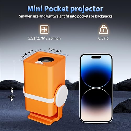 Miniatura 5 de Dess Mini proyector, proyector portátil con wifi y Bluetooth, proyector para exteriores puede ser alimentado por banco de energía, proyector de
