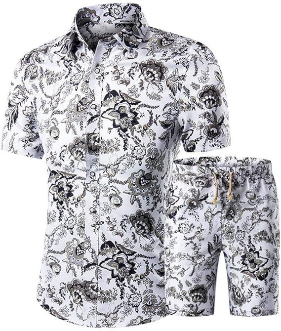 Amazon Co Jp 紳士服 スーツ メンズ シャツ ショーツ セット 半袖 花柄 Yシャツ ショートパンツ 上下 セット スリム フォーマル 紳士服 おしゃれ カジュアル Tシャツ 短パン 通勤 通学 夏服 ゴルフ ハワイアン ビーチ 旅行 ストリート リゾート イベント 服