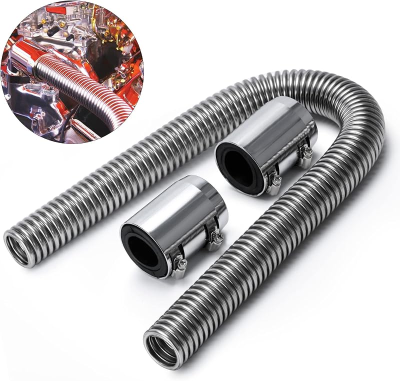 Mangueira flexível do radiador em aço inoxidável Hypertune 91,44 cm – Kit com tampas e abraçadeiras