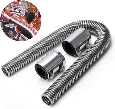 Universal 36" Stainless Steel Radiator Flexible Coolant Water Hose Kit W Cap Clamp Silver