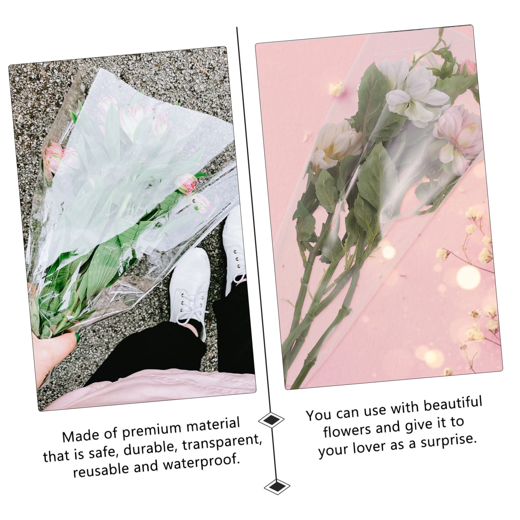 Amazon | UTHCLO 50個透明 花束用バッグ 花の包装用バッグ フラワー
