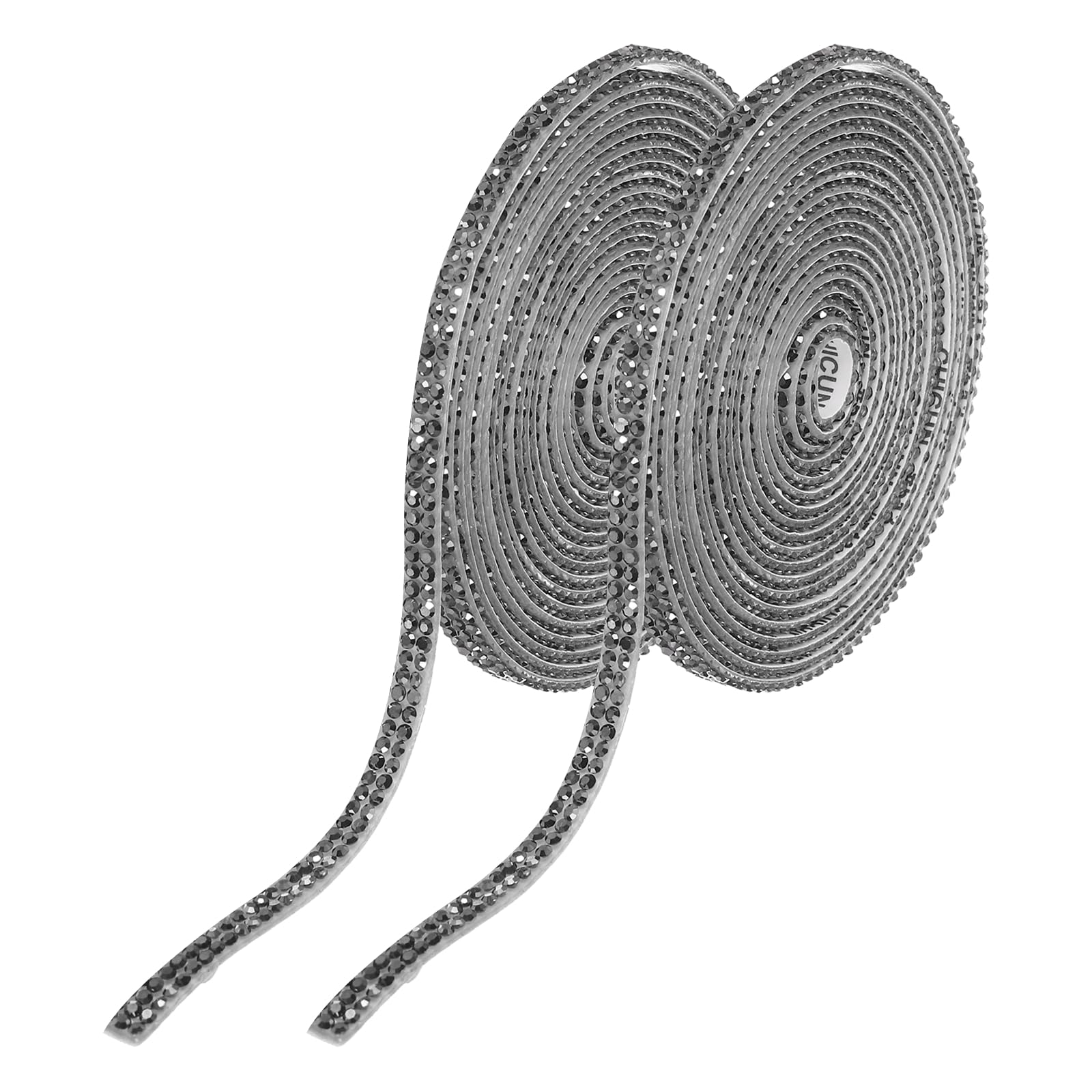 sourcing map 2Pcs Rhinestone Ribbon Self Adhesive Crystal Rhinestone Strips 0.4cm x 3 Yard Bling Rhinestone Ribbon Roll 2 Rows for DIY Crafts Wedding Clothing Nails Decoration, Gray