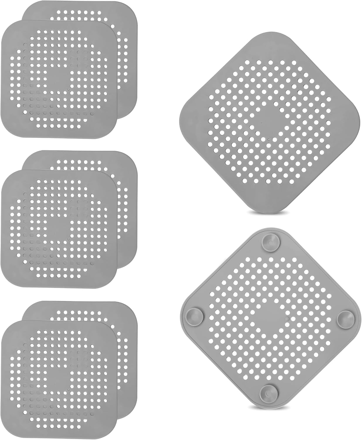 8-Pack Silicone Drain Hair Catcher – 5.5" Square Shower Drain Hair Catcher & Tub Drain Cover, Ultra-Thin Bathroom Tub Square Drain Hair Catcher, Easy-Clean Silicone Shower Drain Cover