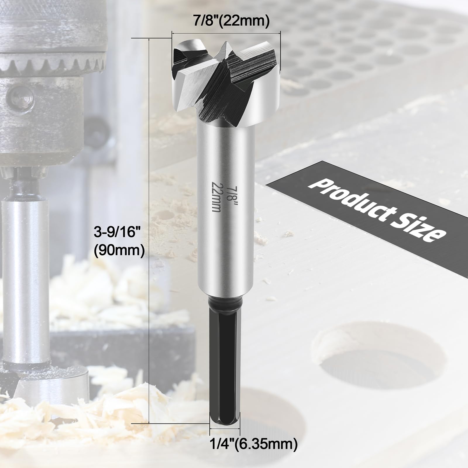 Broca Forstner de 7/8 pulgadas para carpintería, broca Forstner de 7/8 pulgadas para madera, herramienta de corte de bisagra para madera, madera contrachapada y plástico