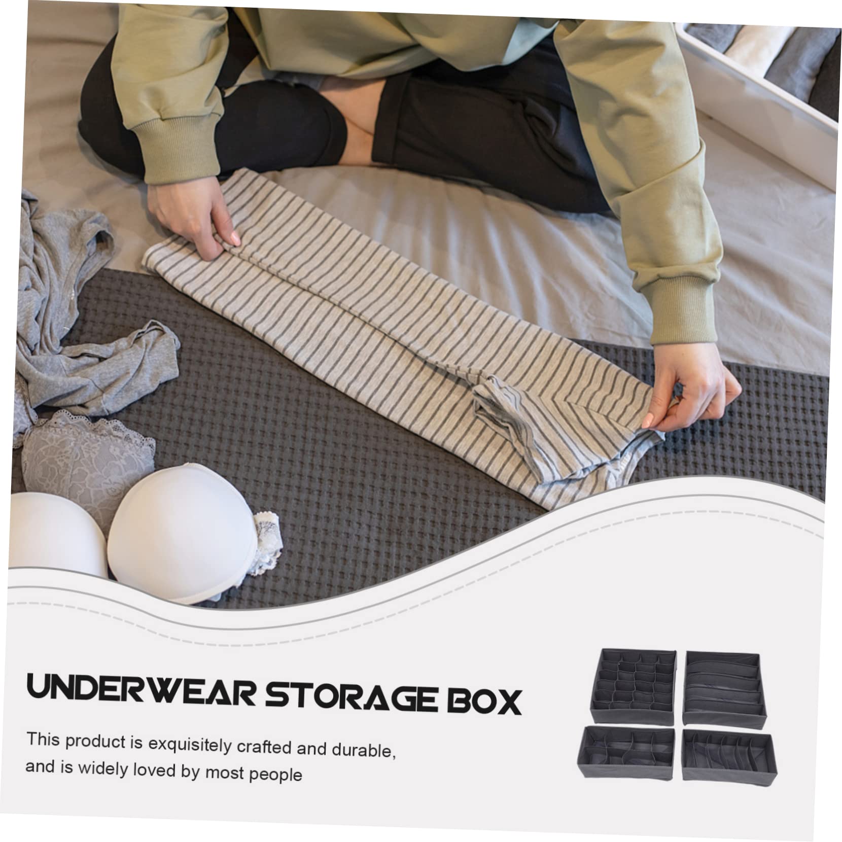 4 Organizador Negro Interior Piezas Cajones Ropa
