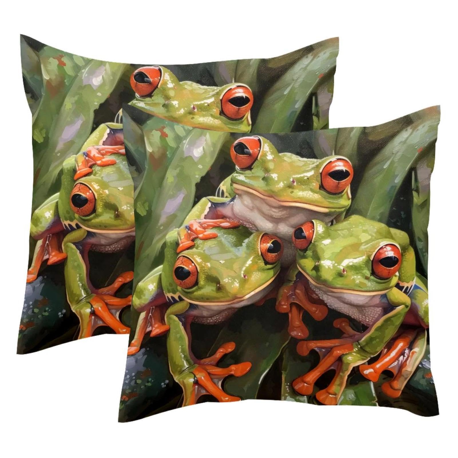 Housse de coussin grenouille 50x50 cm, velours doux pour salon moderne