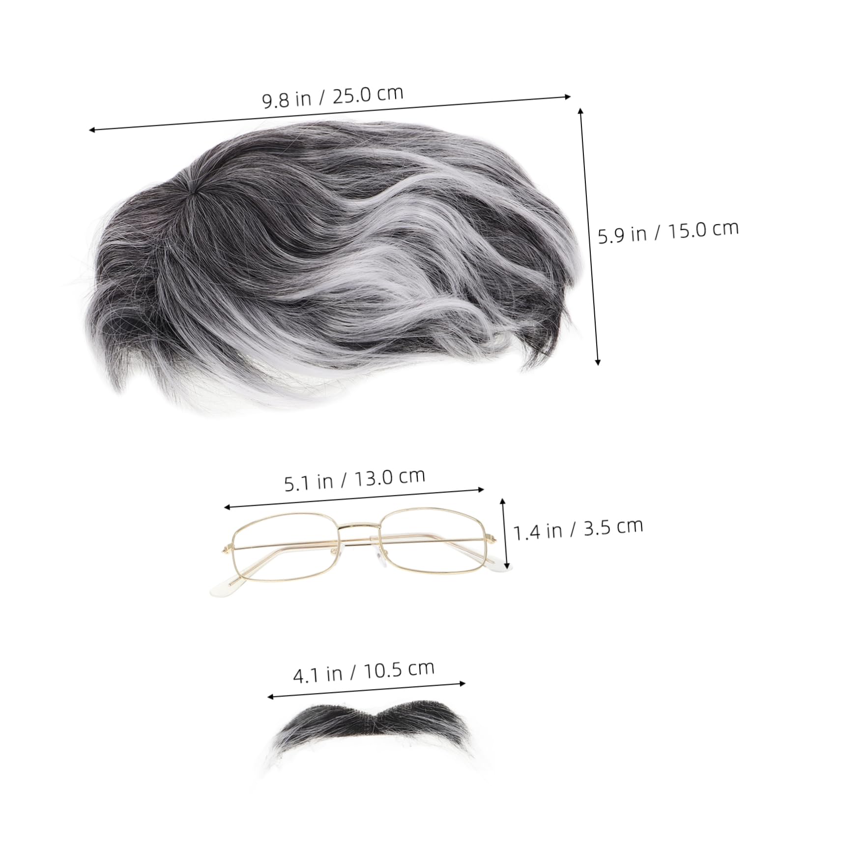 Healeved Grandpa Halloween Costumes Old Man Cosplay Kit Wig Glasses Beard for Adults Boys for Parties Performances