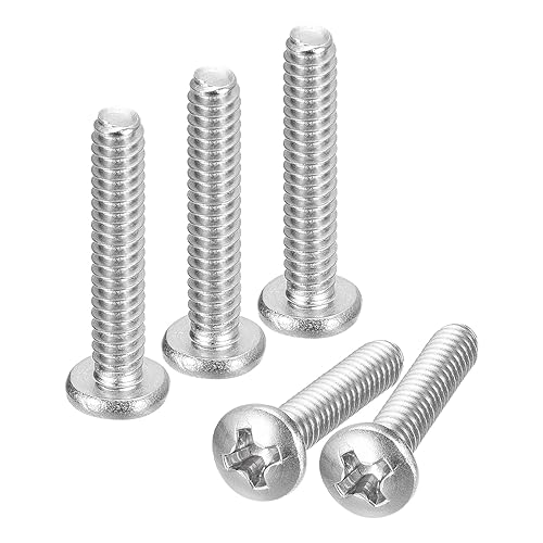 Miniatura 18 de uxcell Tornillos de máquina de cabeza redonda #10-32x1/2, tornillo de acero inoxidable 304 18-8, accionamiento Phillips, totalmente roscado, acabado