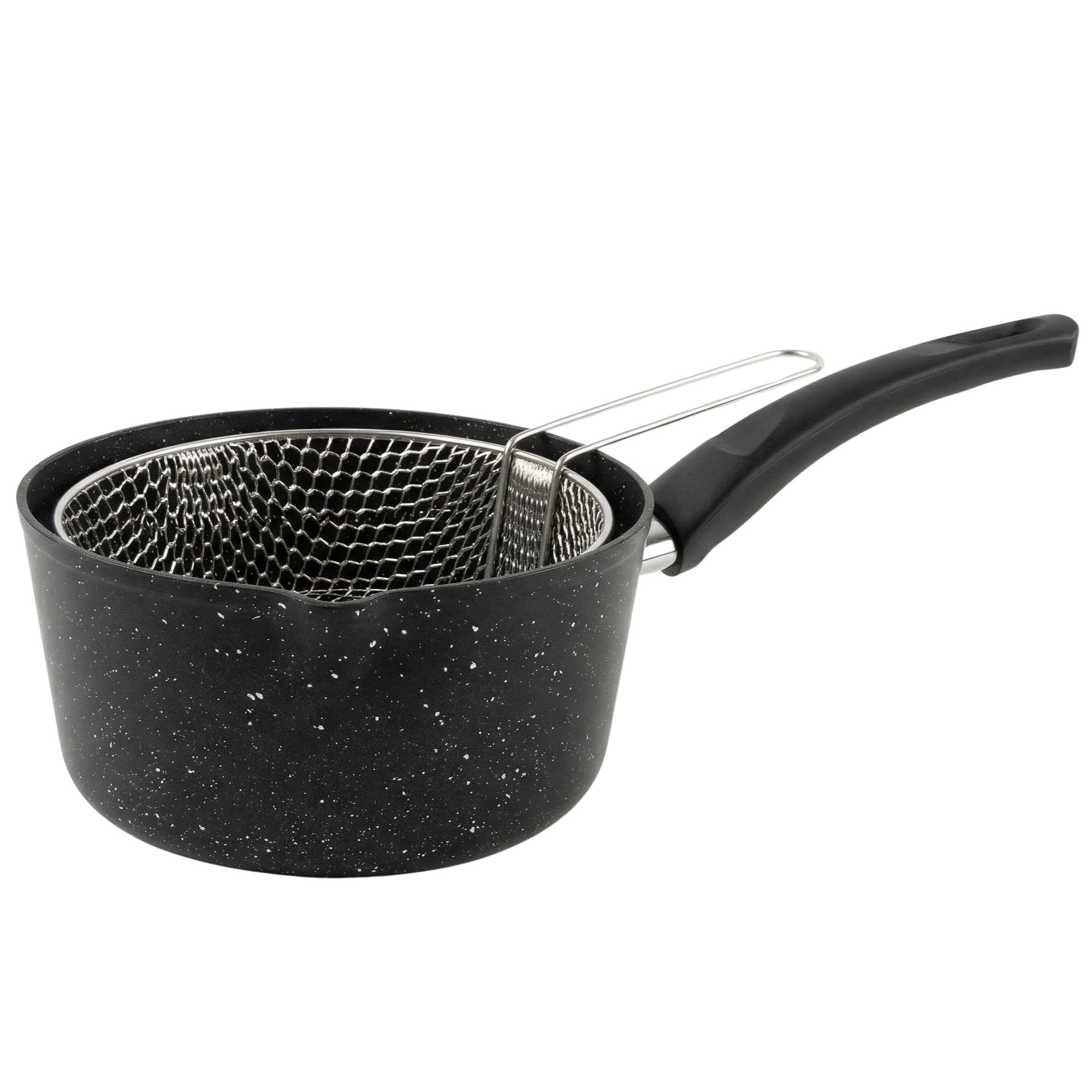 Melda - Padella da 20 cm, con cestino per friggere, rivestimento antiaderente in granito, patatine fritte e pentola per friggere patatine, verdure e snack