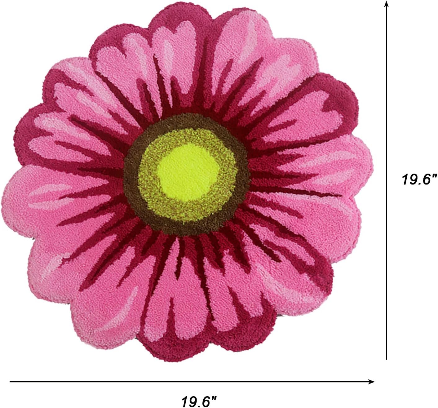Sunflower Area Rug Mat 19.6" x 19.6" Pink Floral Bathroom Rug Soft Plush Flower Doormat Non-Slip Rustic Small Carpet Handmade Floral Door Mat for Bathroom Bedroom Living Room Kitchen Pink