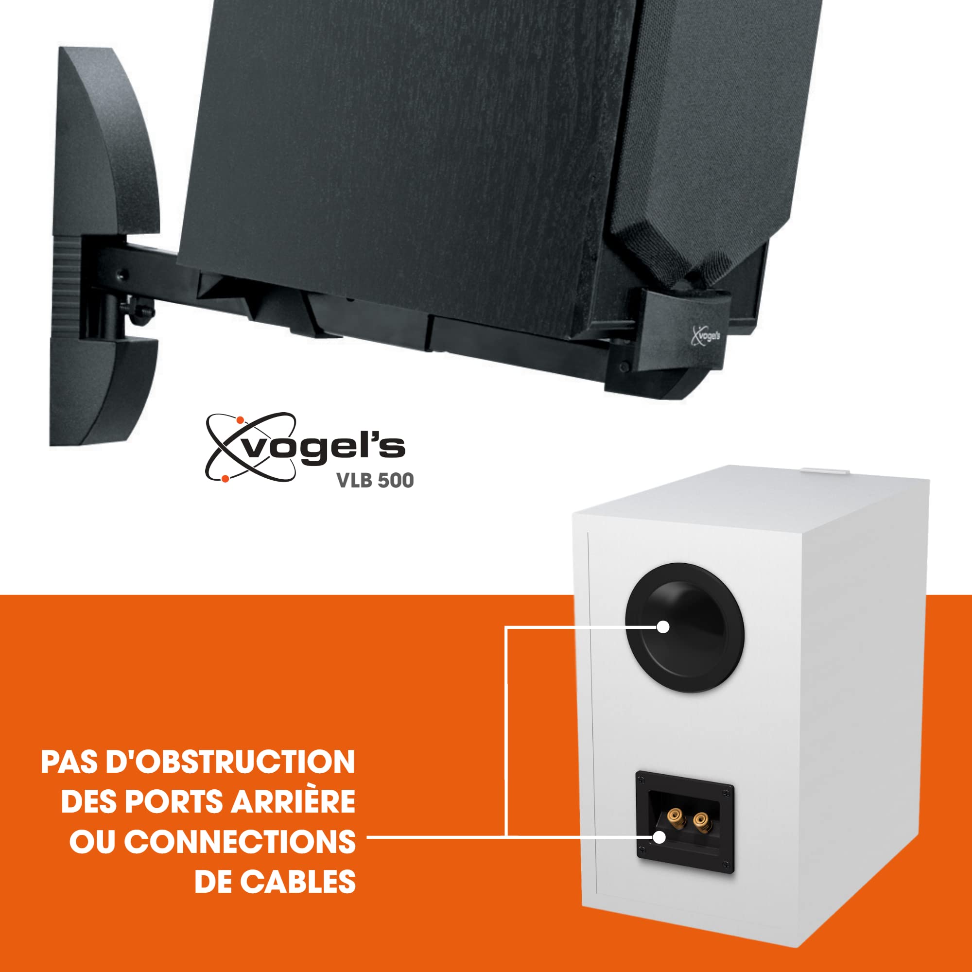 Vogel's VLB 200 Support Mural Universel pour Enceintes (2X) | Orientable jusqu'à 90º | Inclinaison 15º | Poids Max. 20 kg | Noir