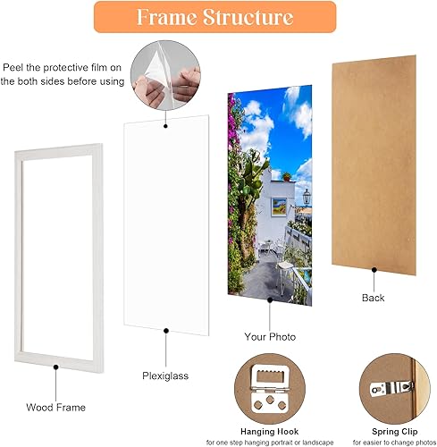 Miniatura 6 de Marco de madera de 16 x 20 pulgadas, color blanco, de madera natural de 20 x 16 pulgadas, marco de fotos de madera rústica de 16 x 20 pulgadas,