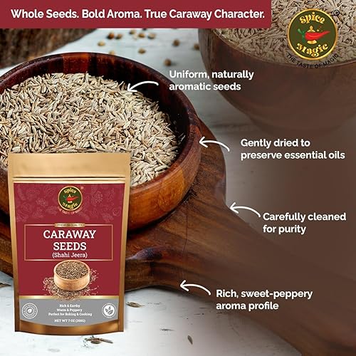 Miniatura 5 de Spice Magic Semillas de alcaravea I 7oz (200 g) I Semillas de alcaravea 100% naturales, perfectas para hornear pan de centeno, cocinar y