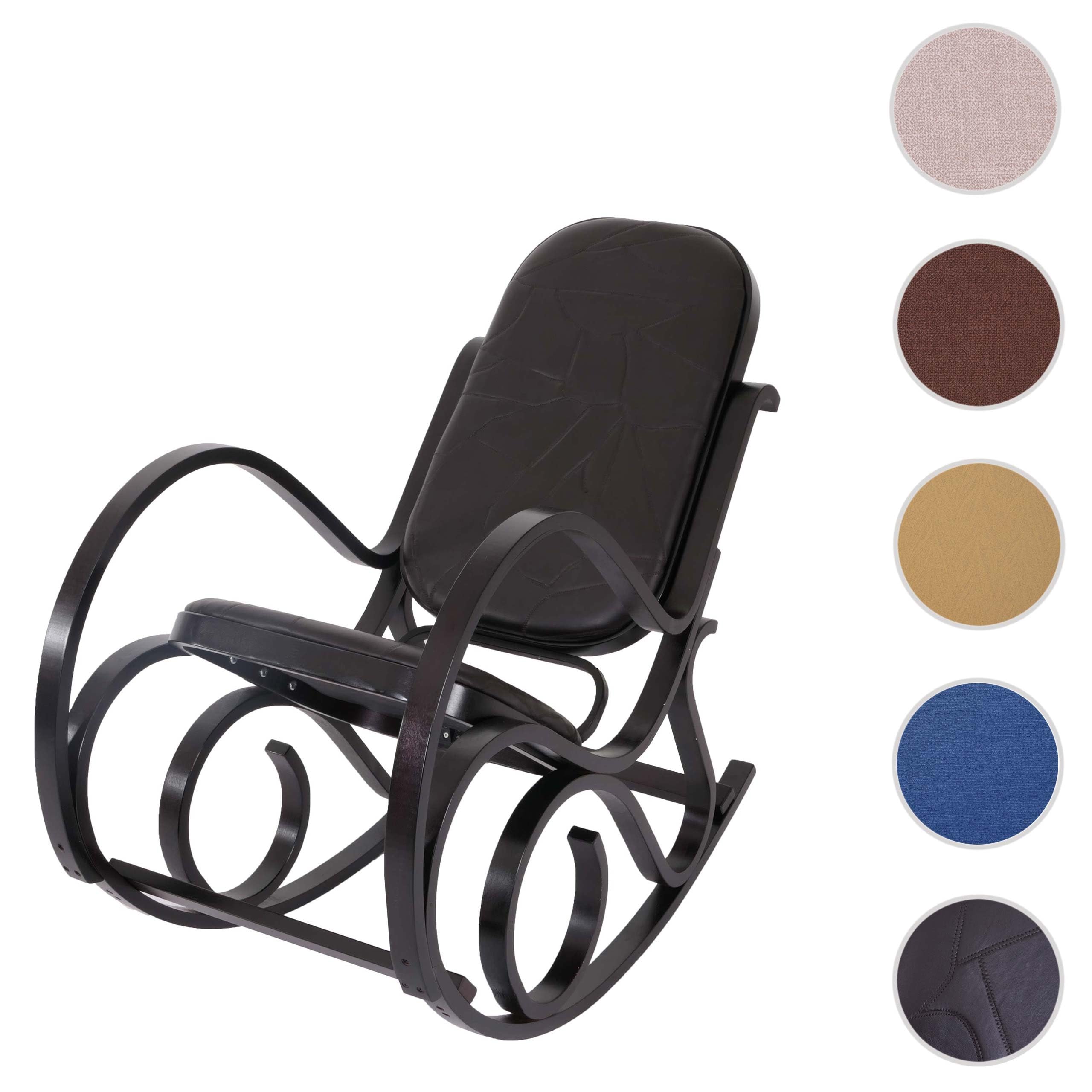 Mendler Rattan im Trend M41 - Mecedora de madera maciza con aspecto de nogal, diseño de patchwork, color marrón