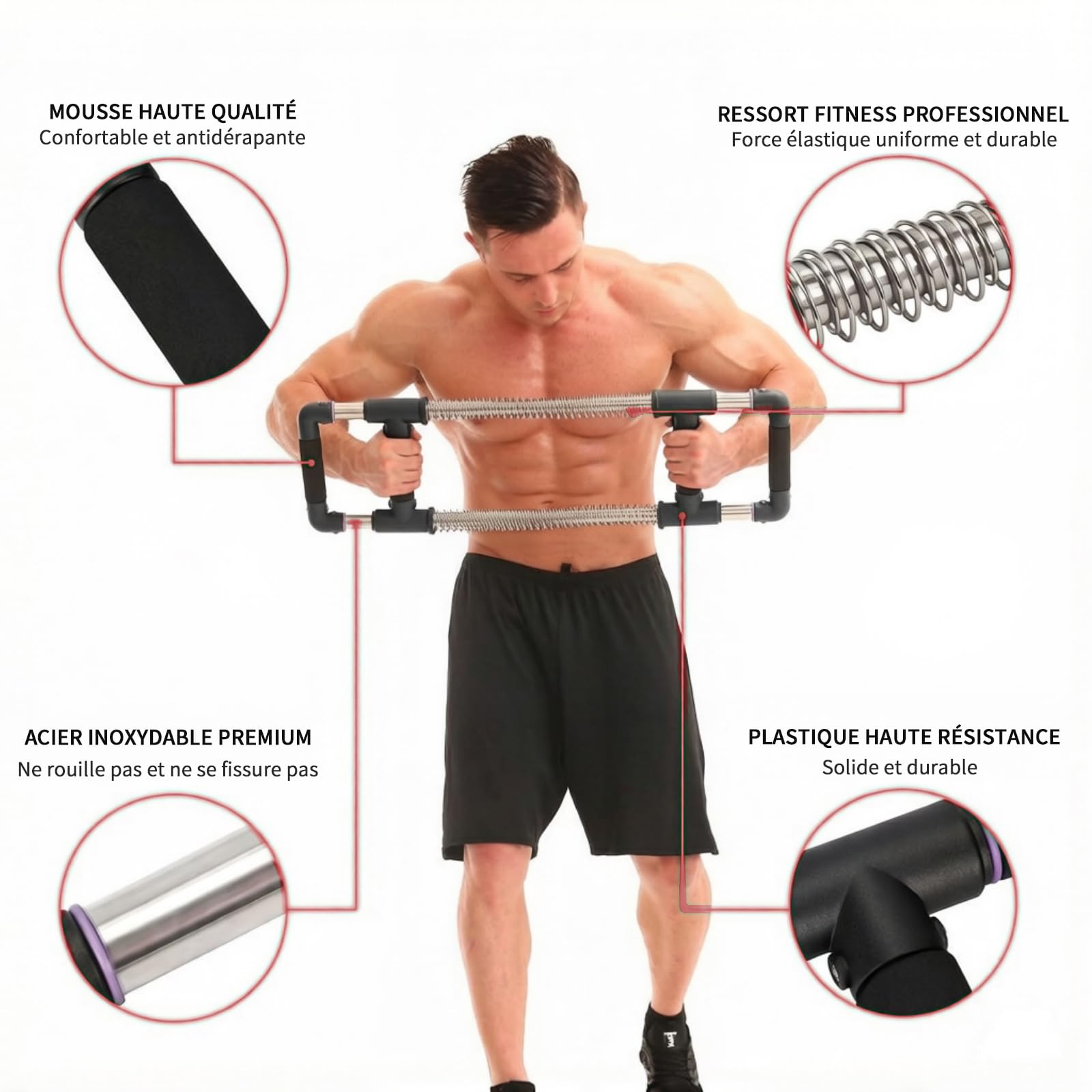 GoFitness Push Down Bar, Appareil de Musculation des Pectoraux à Domicile | Muscler : Pectoraux, Bras, Épaules, Abdos et Dos - Entraîneur de Force pour la Maison