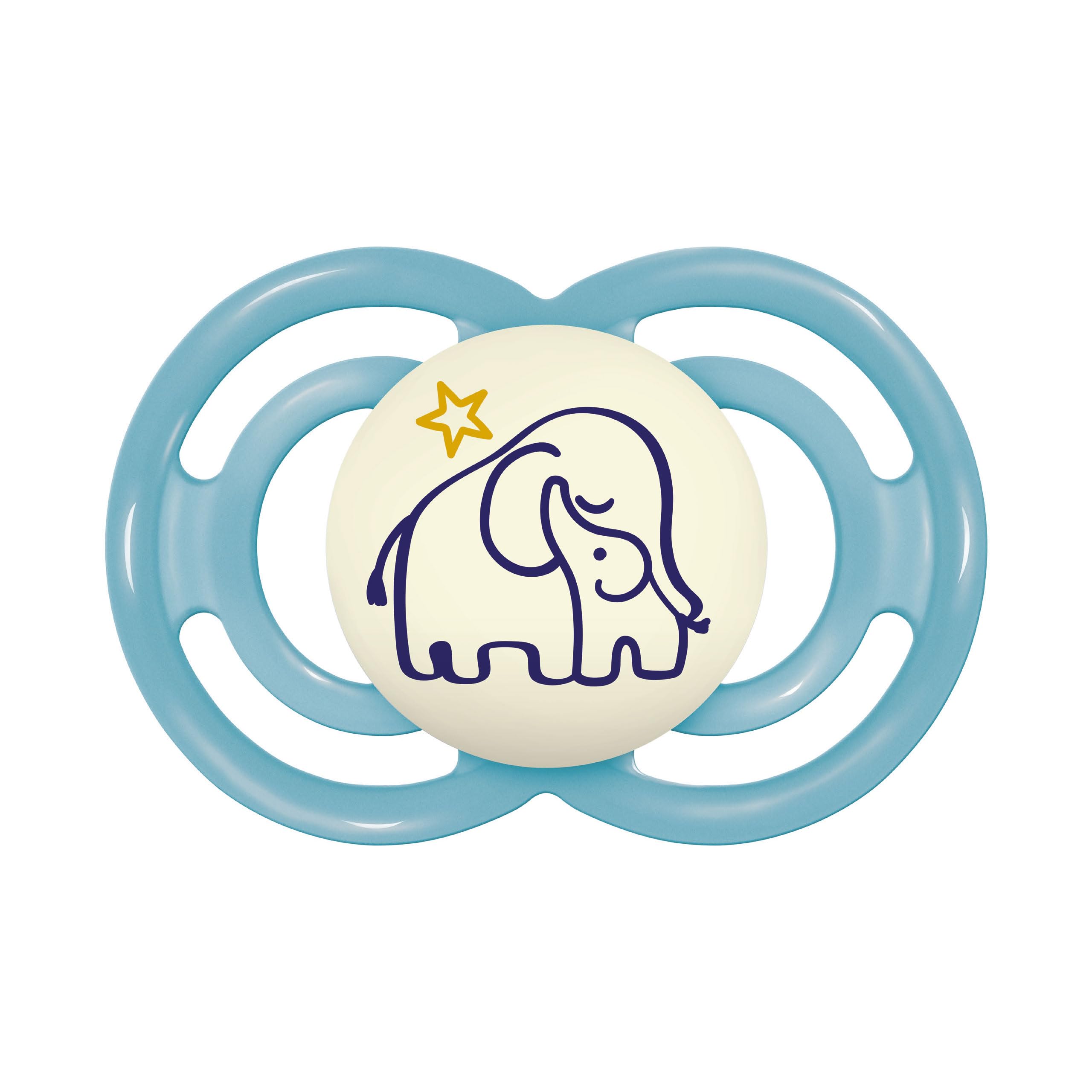 MAM Perfect Ciuccio Luminoso misura 6+ mesi, Tettarella in Silicone SkinSoft, Bio-circolare, con Custodia Porta Succhietto, Blu