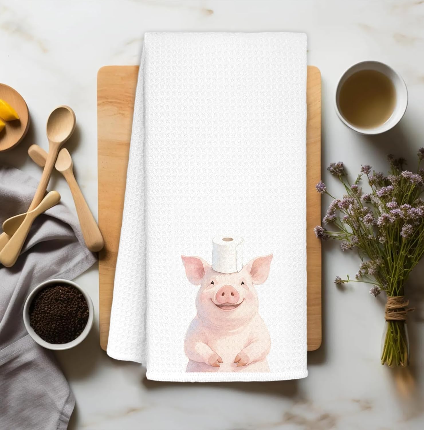 Pig Bathroom Hand Towels Decor, Pig Lovers Gifts Decorative Hand Towels for Kids Bathroom, Funny Kitchen Towels, 16x24 Inch