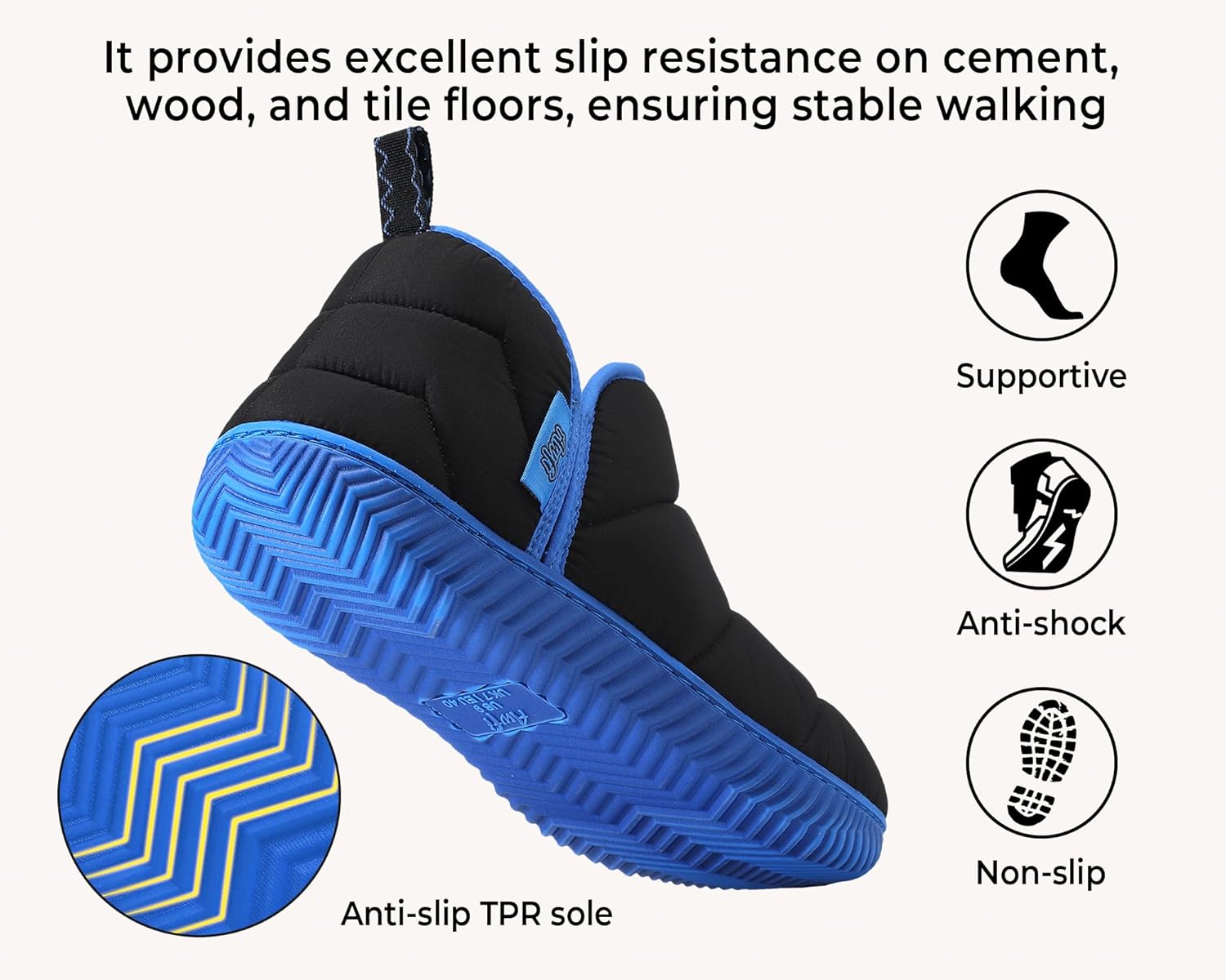 Mens Two-Tone Bootie Slippers with Memory Foam Indoor Outdoor House Shoes Slippers Men Camping Warm Slip On Slipper with Sherpa Fleece Lining - Image 6