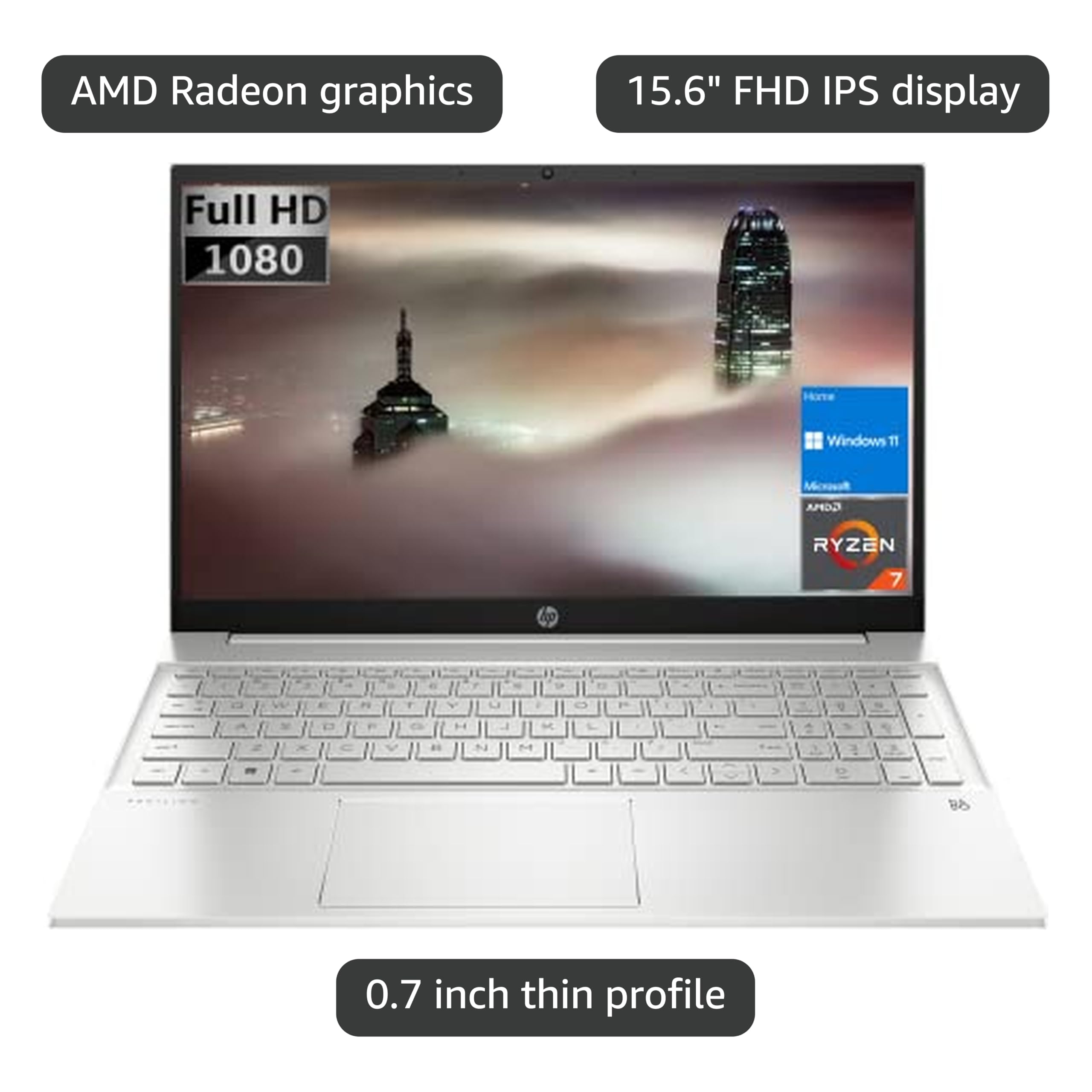 Amazon.com: HP Pavilion Laptop, 15.6” Full HD Display, AMD Ryzen 7