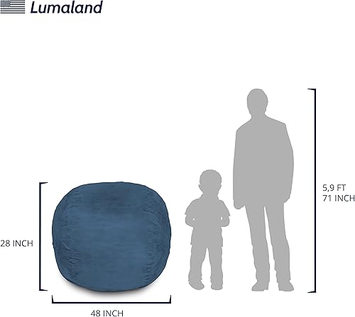 Miniatura 3 de Lumaland Luxurious 4ft Bean Bag Chair with Microsuede Cover - Ultra Soft, Foam Filling, Washable Medium Bean Bag Sofa for Kids, Teenagers, Adults,