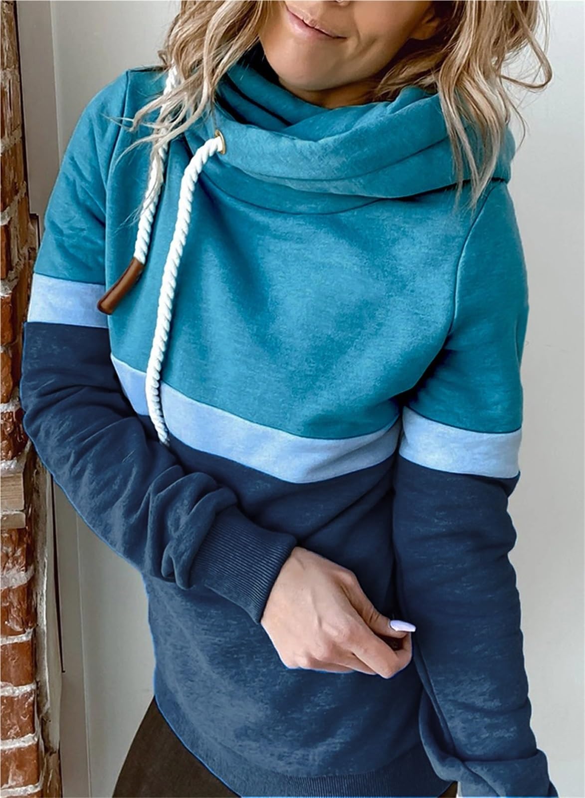 Felpa da Donna 1 Pezzo Tinta Unita Cuciture Casual Felpa transfrontaliera con Cappuccio Collo Alto for per L'uso Quotidiano,Casual
