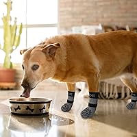 Vista 7 de PAWCHIE Calcetines antideslizantes para perros para suelo de madera dura con correa para interiores, protector de patas de punto, control de tracción