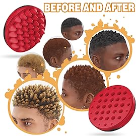 WTTORDE Silicone Curly Hair Brush, Twist Wave Tool with Big and Small Holes for Afro Curls, Two-Sided Use for Men, Women, Boys, and Girls, Red, 1 Pcs