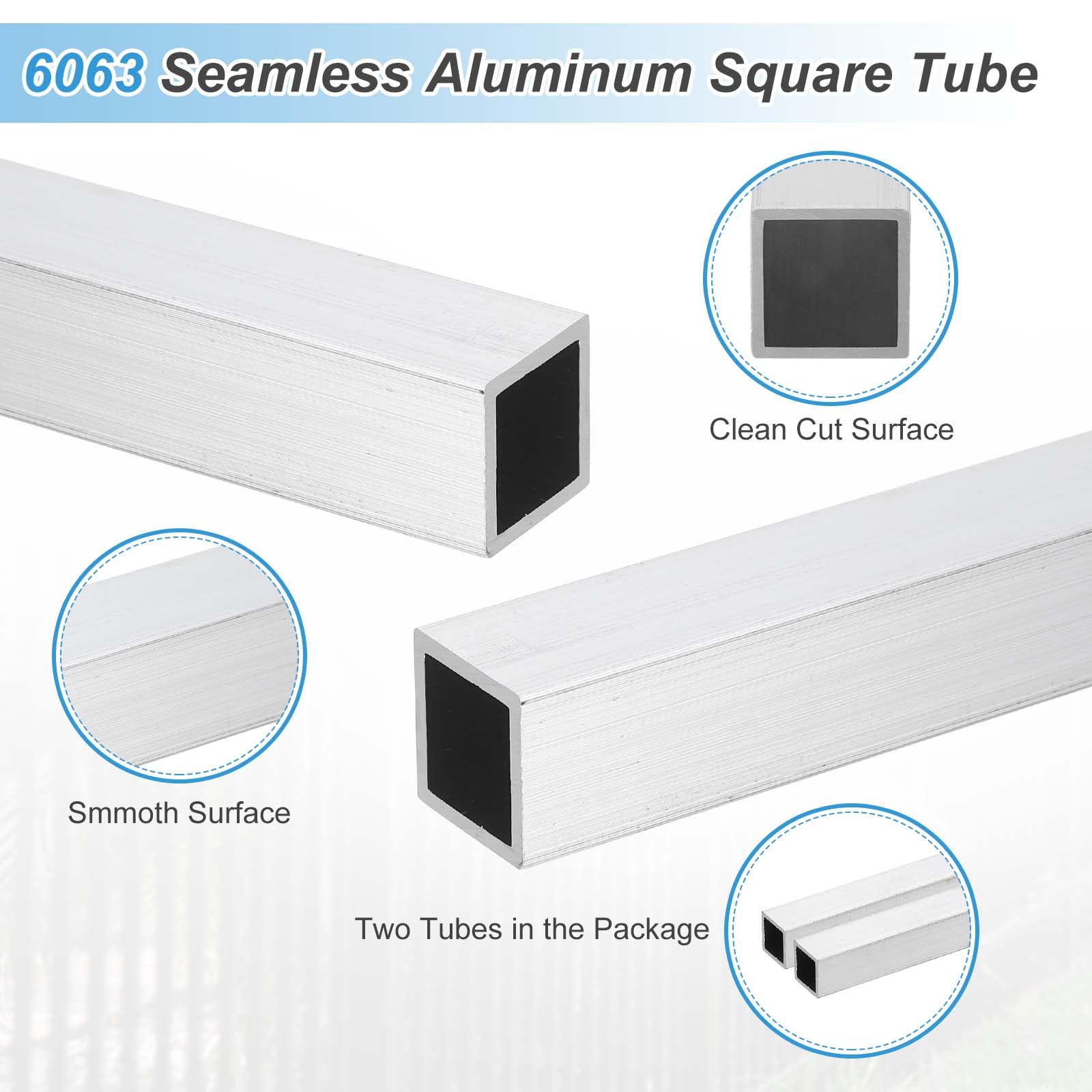 Aluminum Square Tubing - 2pcs 6063 Aluminum -3