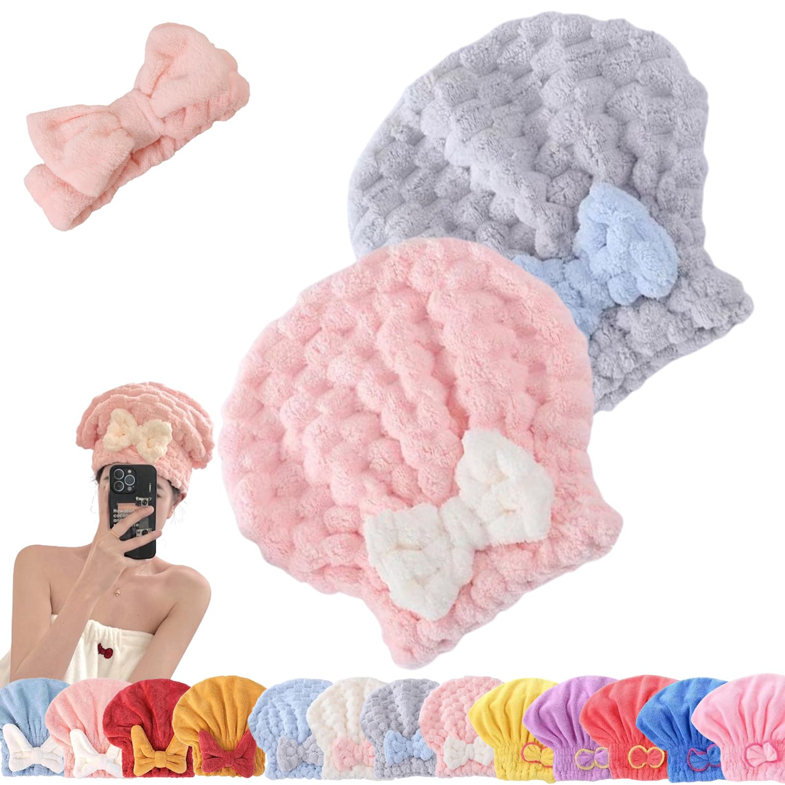 NNBWLMAEE Toalla de pelo súper absorbente para cabello mojado, toalla de microfibra para el cabello, toalla de microfibra suave para el cabello, toalla de secado rápido, turbante para el cabello,