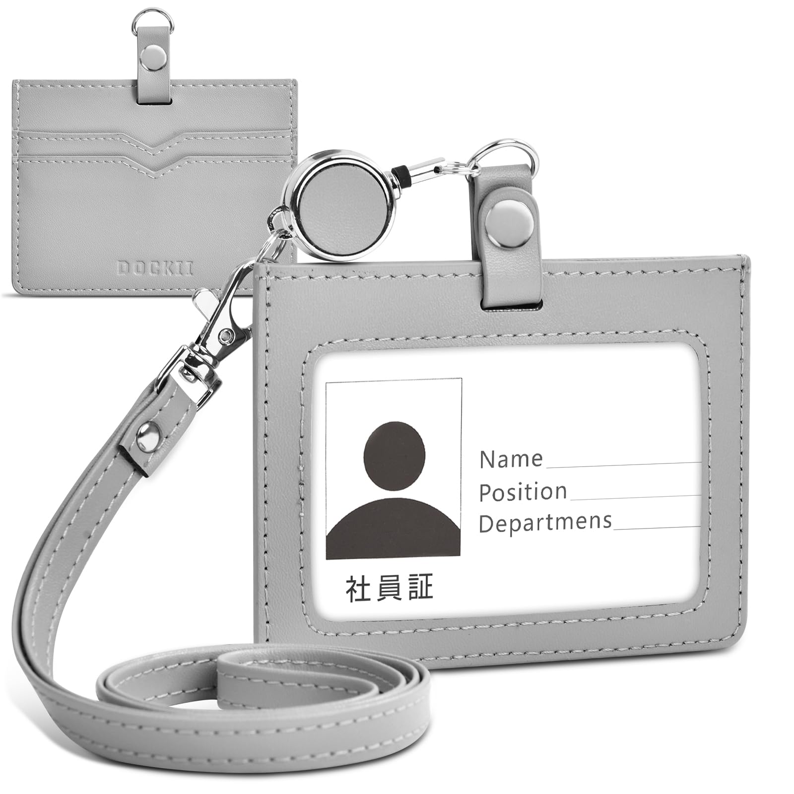 Amazon.co.jp: Dockii IDカードホルダー 横型 IDカードケース 社員証