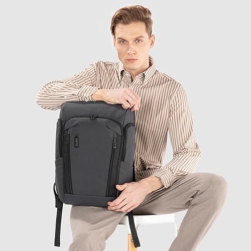 Miniatura 6 de Kingsons Mochila de viaje para laptop, mochilas ligeras antirrobo, mochila impermeable, mochila casual, bolsa de computadora de regalo, Gris, Grande