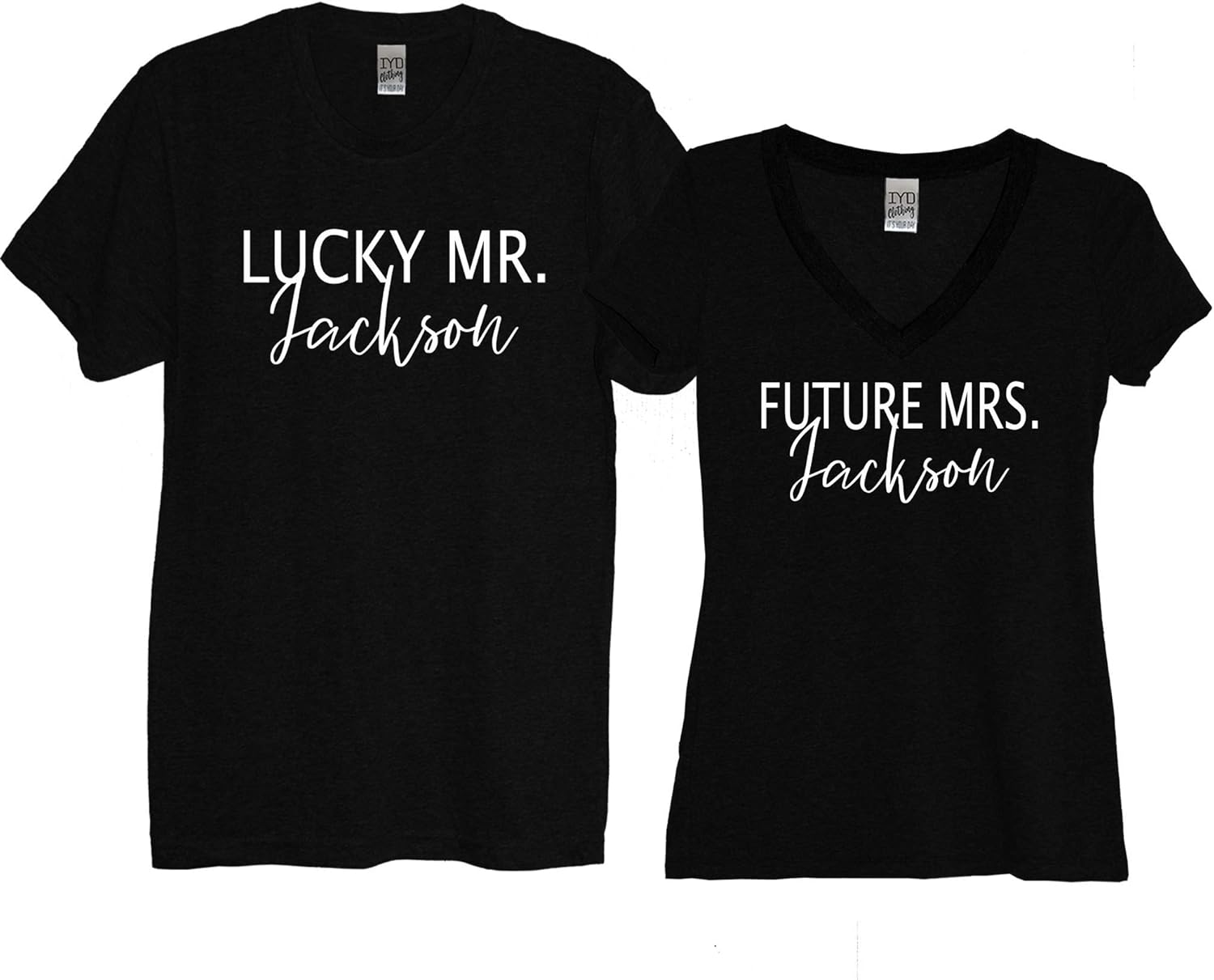Personalized Lucky Mr Future Mrs Shirt - Mr and Mrs Matching Shirts for Couples - Funny Fiance Bride to Be Tshirts Custom Engaged Set Black