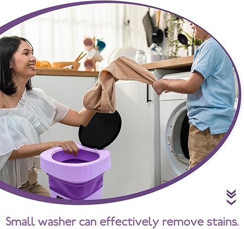 Miniatura 9 de Mikikit Lavadora portátil pequeña lavadora ligera y compacta para viajes, dormitorio, apartamento, viajes de negocios, adecuada para camisas,