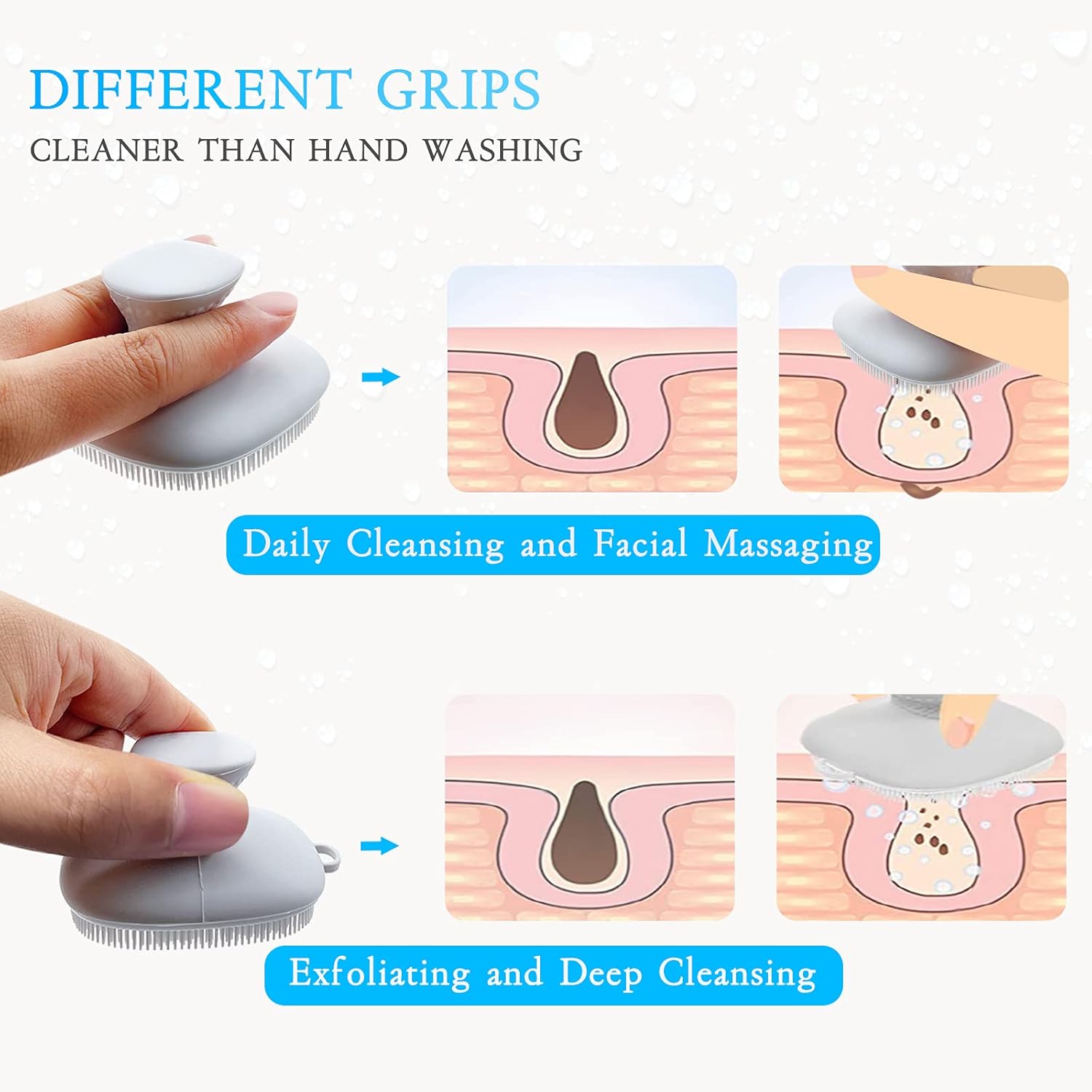 INKERLEE Anti-Slip Handheld Soft Silicone Facial Cleansing Brush, Manual Face Exfoliating and Massage Scrubber, Gentle Face Wash Exfoliator Pad for Normal, Dry, Sensitive Skin : Beauty & Personal Care