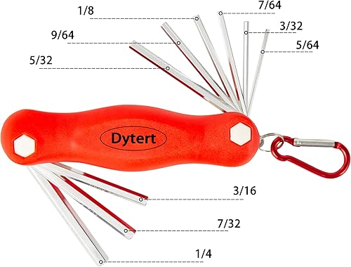 Miniatura 4 de Juego de llaves Allen plegables de 25 piezas, llave hexagonal métricapulgadasestrella, 0.059 in-0.315 in, 564-14, T9-T40, acabado cromado