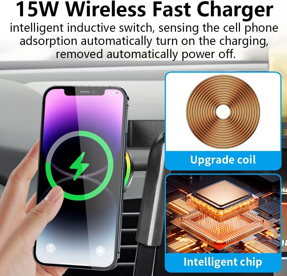 Car Magnetic Phone Mount for Honda Odyssey 2018 2019 2020 2021 2022 2023 2024 Auto Interior Accessories Best Cellphone Holder Fast 15W Wireless Charger Cell Phones Charging Screen Stand Cradle