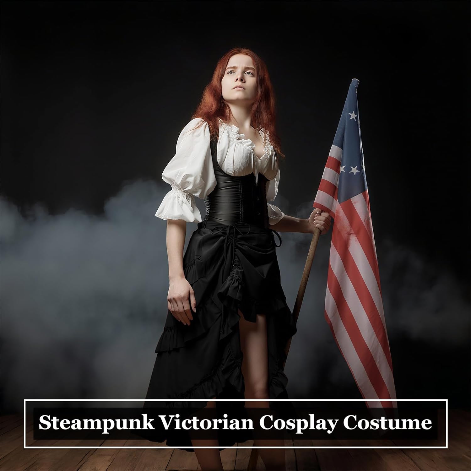 Steampunk Victorian Cosplay Costume Womens Medieval Renaissance Gothic Skirt High Low Show Ruffled Skirt - Image 7