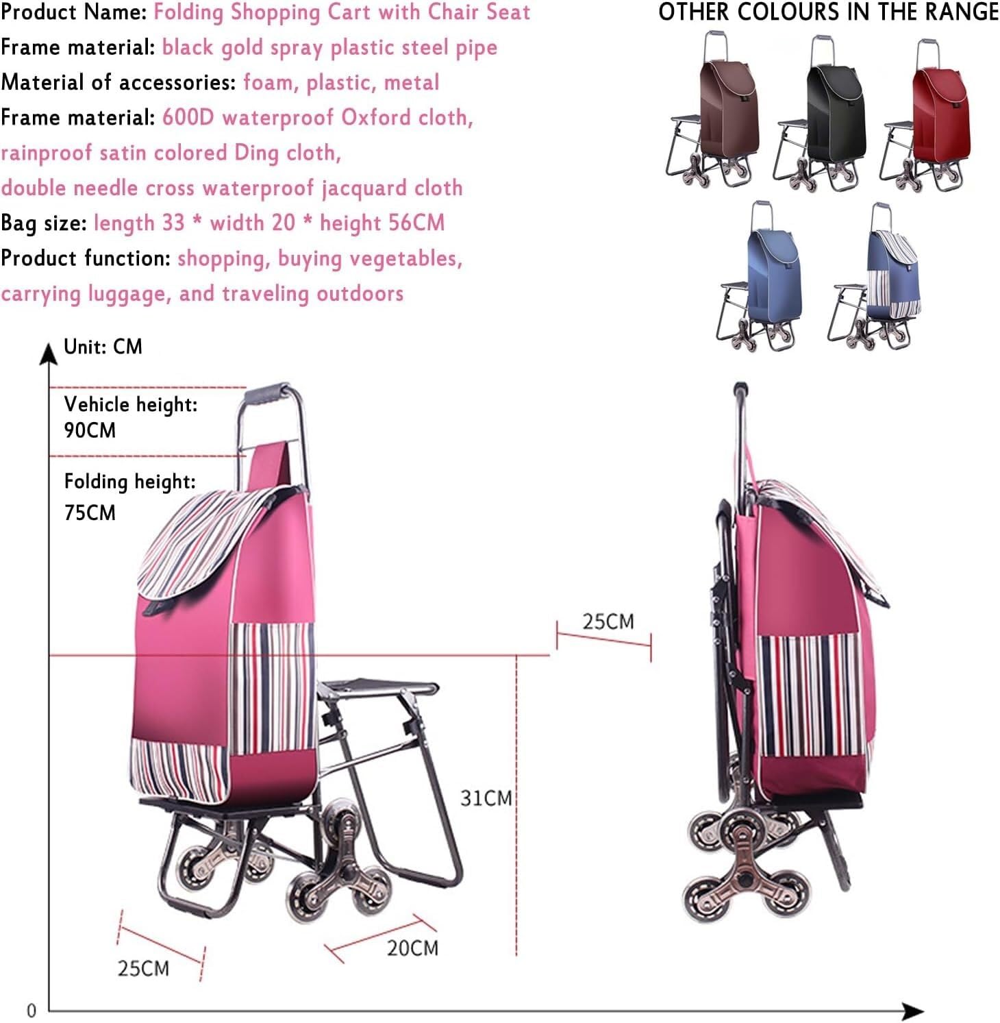 Carrello portautensili pieghevole con ruote, versatile carrello per la spesa per un facile trasporto, ideale per la spesa e l'uso quotidiano